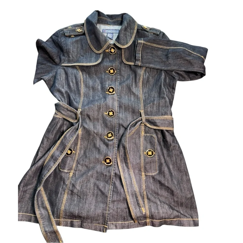 Baccini Denim Tie Waist Trench Coat XL - Picture 7 of 15